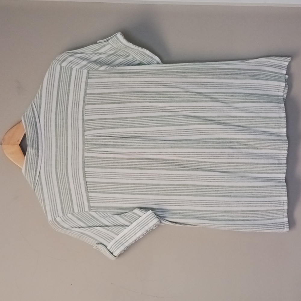 Croft & Barrow Short Sleeve Striped Button Down Linen Blend Top Size S - Picture 10 of 15